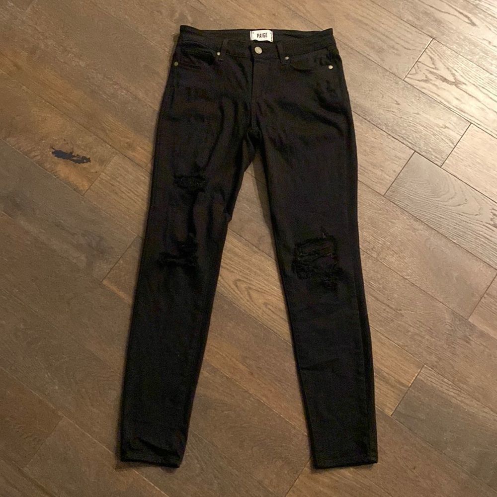 Paige Verdugo Ultra Skinny Ripped Black Jeans
